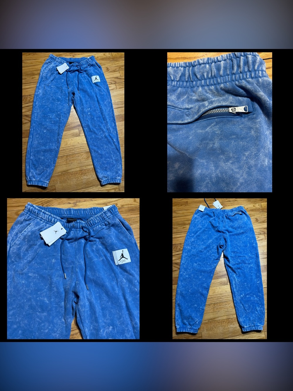 Nike Jordan Flight Fleece Jogger Sweatpants Blue Acid Wash Men's sz XL new